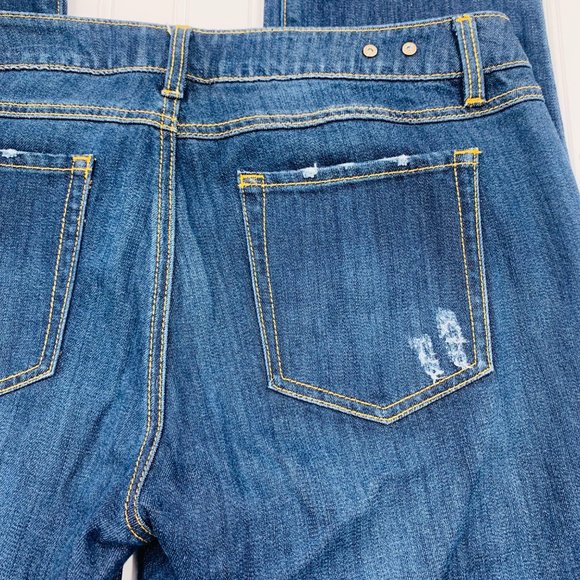 CAbi Women's Slim Boyfriend Distressed Jeans Sz 10 Mid Rise Stretch Denim #3045 - Picture 8 of 8